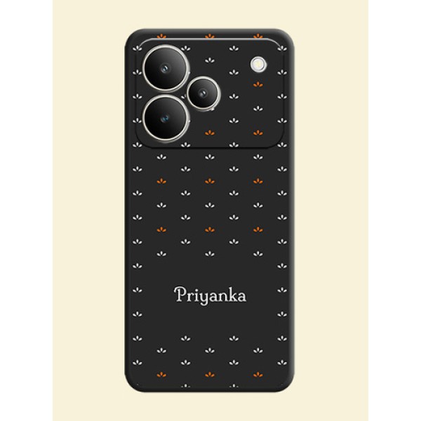 Simple Pattern With Custom Text On Space Black Custom Soft Matte Mobile Back Cover - Realme P4 5G