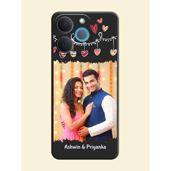 Pink Love Hangings with Name On Space Black Custom Soft Matte Mobile Back Cover - Realme P4 Lite 4G Pink Love Hangings with Name On Space Black Custom Soft Matte Mobile Back Cover - Realme P4 Lite 4G
