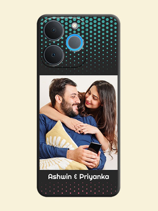 Faded Dots with Grunge Photo Frame and Text On Space Black Custom Soft Matte Mobile Back Cover - Realme P4 Lite 4G