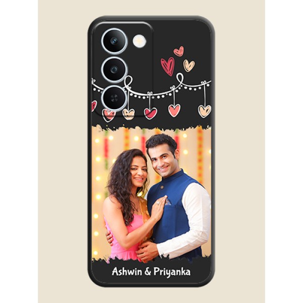 Pink Love Hangings with Name On Space Black Custom Soft Matte Mobile Back Cover - Realme P4 Lite 5G Pink Love Hangings with Name On Space Black Custom Soft Matte Mobile Back Cover - Realme P4 Lite 5G