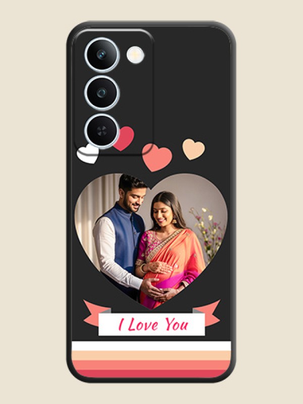 Love Shaped Photo with Colorful Stripes On Space Black Custom Soft Matte Mobile Back Cover - Realme P4 Lite 5G