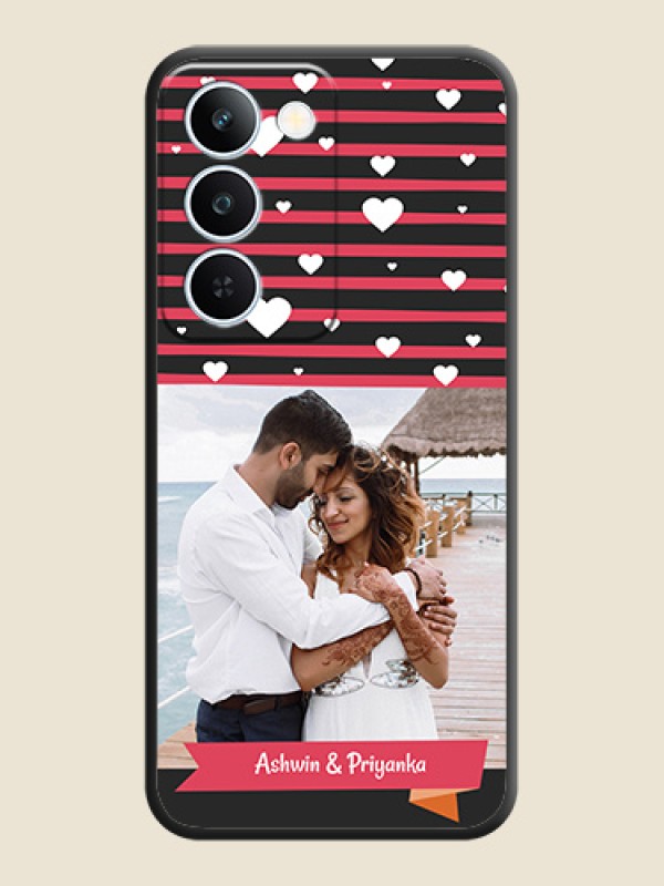 White Color Love Symbols with Pink Lines Pattern On Space Black Custom Soft Matte Mobile Back Cover - Realme P4 Lite 5G