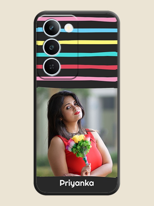 Multicolor Lines with Image On Space Black Custom Soft Matte Mobile Back Cover - Realme P4 Lite 5G