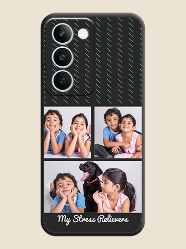 Cross Dotted Pattern with 2 Image Holder On Space Black Custom Soft Matte Mobile Back Cover - Realme P4 Lite 5G