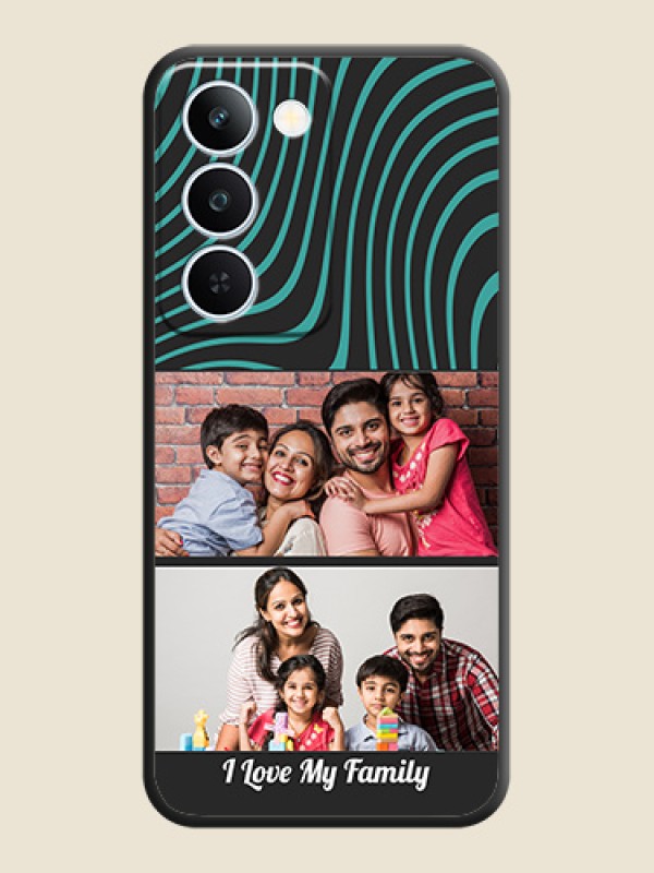 Wave Pattern with 2 Image Holder On Space Black Custom Soft Matte Mobile Back Cover - Realme P4 Lite 5G