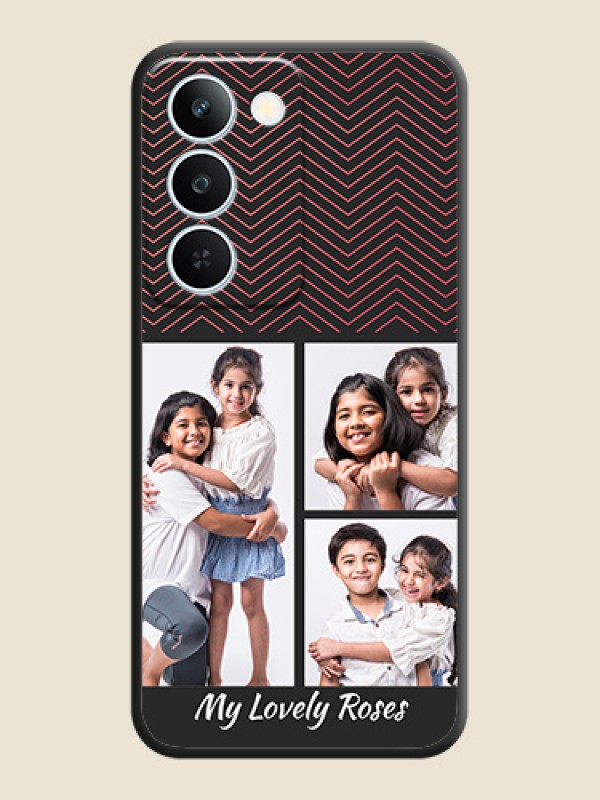 Wave Pattern with 3 Image Holder On Space Black Custom Soft Matte Mobile Back Cover - Realme P4 Lite 5G