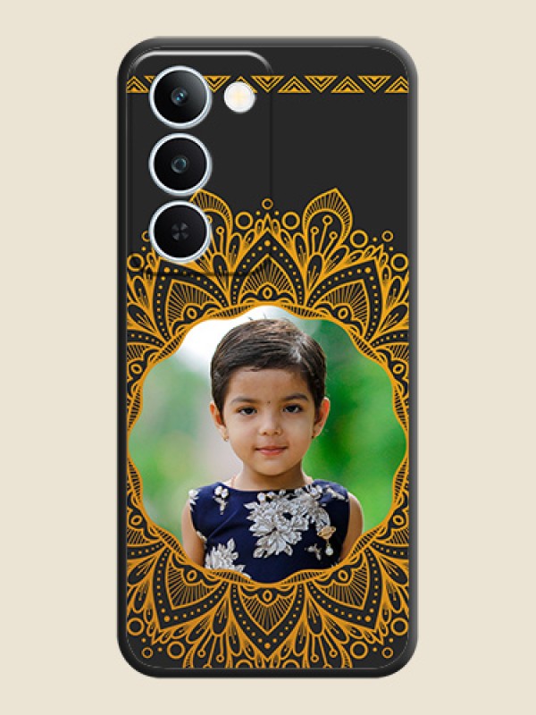 Round Image with Floral Design On Space Black Custom Soft Matte Mobile Back Cover - Realme P4 Lite 5G
