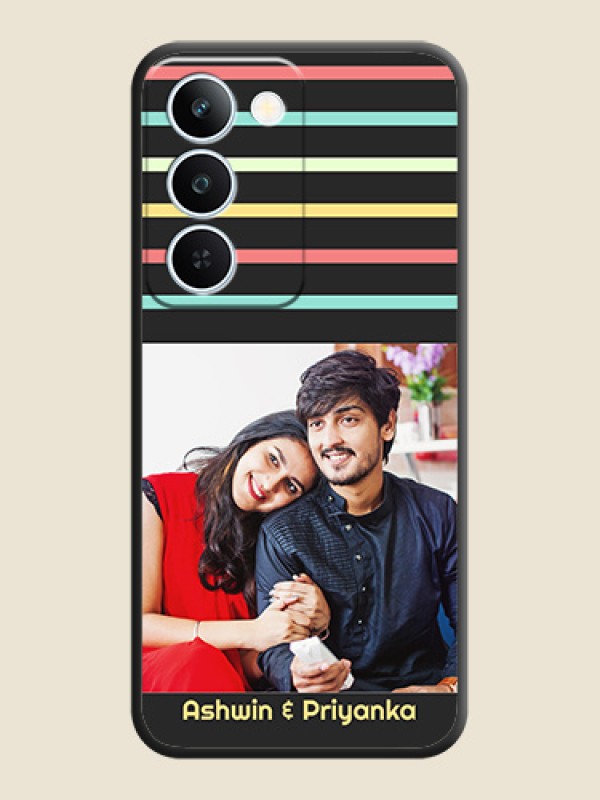 Color Stripes with Photo and Text on Photo On Space Black Custom Soft Matte Mobile Back Cover - Realme P4 Lite 5G