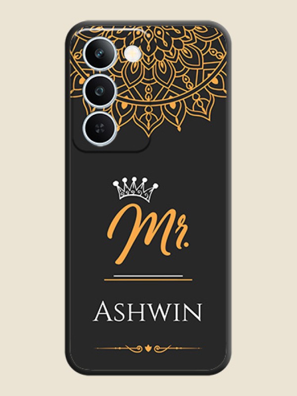 Mr Name with Floral Design On Space Black Custom Soft Matte Mobile Back Cover - Realme P4 Lite 5G