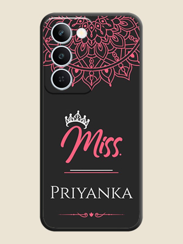 Mrs Name with Floral Design On Space Black Custom Soft Matte Mobile Back Cover - Realme P4 Lite 5G
