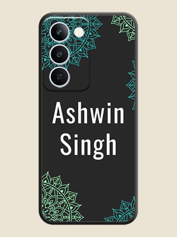 Your Name with Floral Design On Space Black Custom Soft Matte Mobile Back Cover - Realme P4 Lite 5G