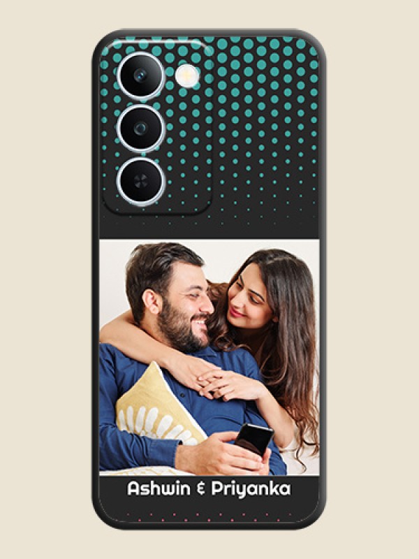 Faded Dots with Grunge Photo Frame and Text On Space Black Custom Soft Matte Mobile Back Cover - Realme P4 Lite 5G