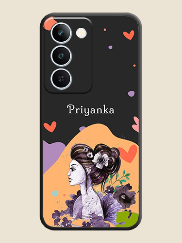 Namecase For Her With Fancy Lady Image On Space Black Custom Soft Matte Mobile Back Cover - Realme P4 Lite 5G