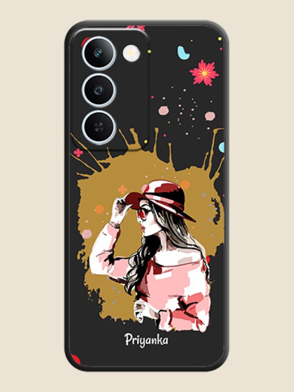 Mordern Lady With Color Splash Background With Custom Text On Space Black Custom Soft Matte Mobile Back Cover - Realme P4 Lite 5G