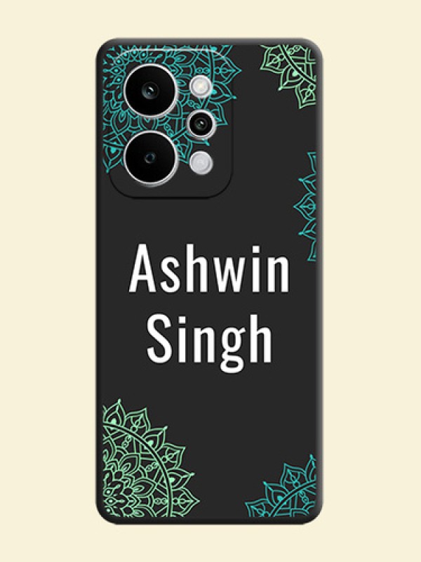 Your Name with Floral Design On Space Black Custom Soft Matte Mobile Back Cover - Realme P4 Power 5G