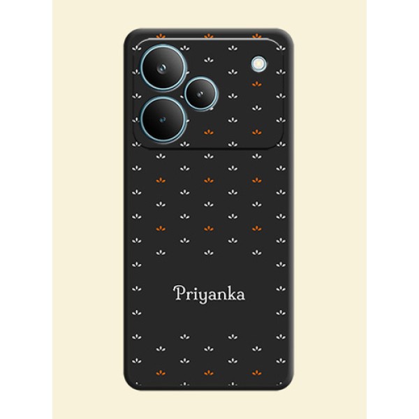 Simple Pattern With Custom Text On Space Black Custom Soft Matte Mobile Back Cover - Realme P4 Pro 5G