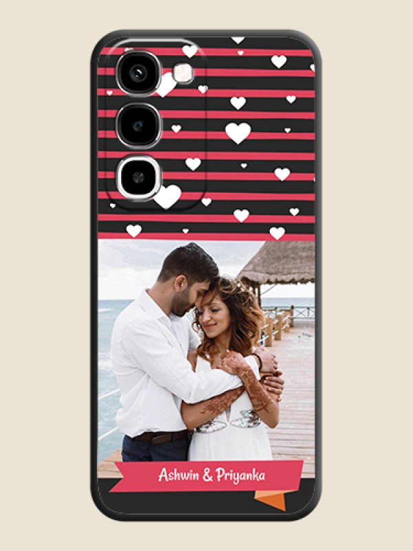 White Color Love Symbols with Pink Lines Pattern On Space Black Custom Soft Matte Mobile Back Cover - Realme P4R 5G