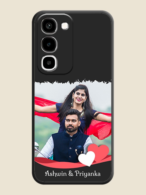 Pin Color Love Shaped Ribbon Design with Text On Space Black Custom Soft Matte Mobile Back Cover - Realme P4R 5G