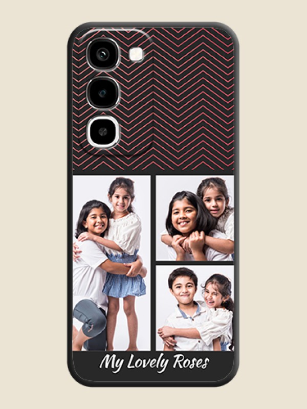 Wave Pattern with 3 Image Holder On Space Black Custom Soft Matte Mobile Back Cover - Realme P4R 5G