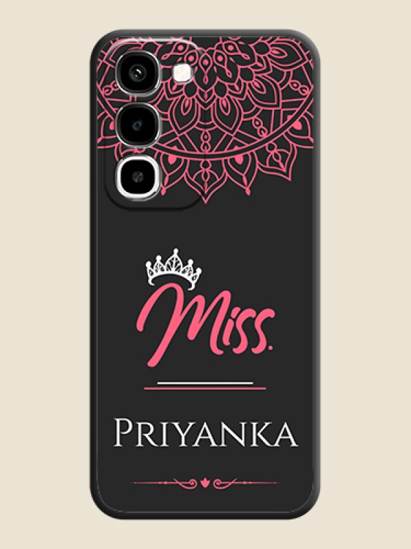 Mrs Name with Floral Design On Space Black Custom Soft Matte Mobile Back Cover - Realme P4R 5G