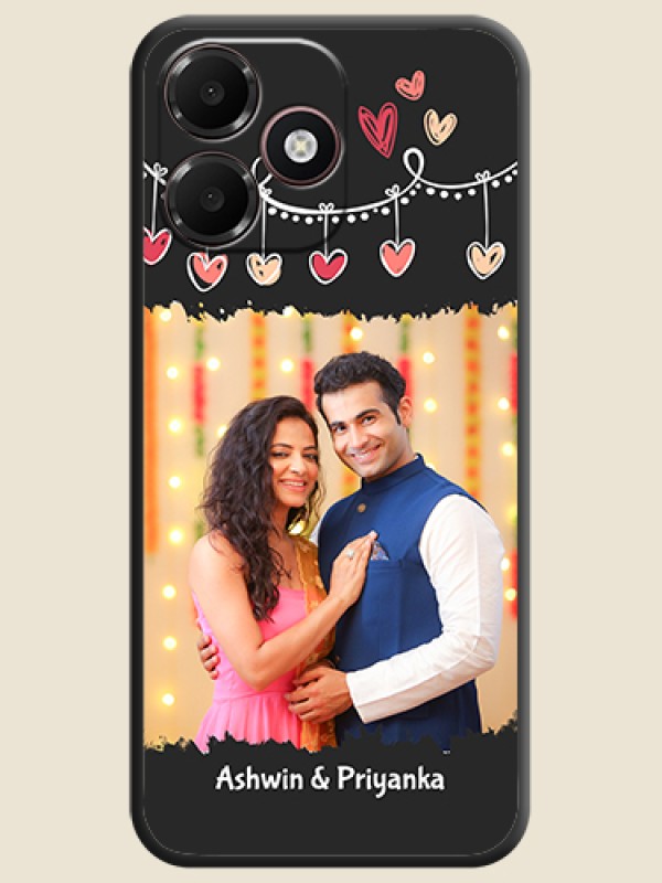 Pink Love Hangings with Name On Space Black Custom Soft Matte Mobile Back Cover - Realme P4s Lite 4G