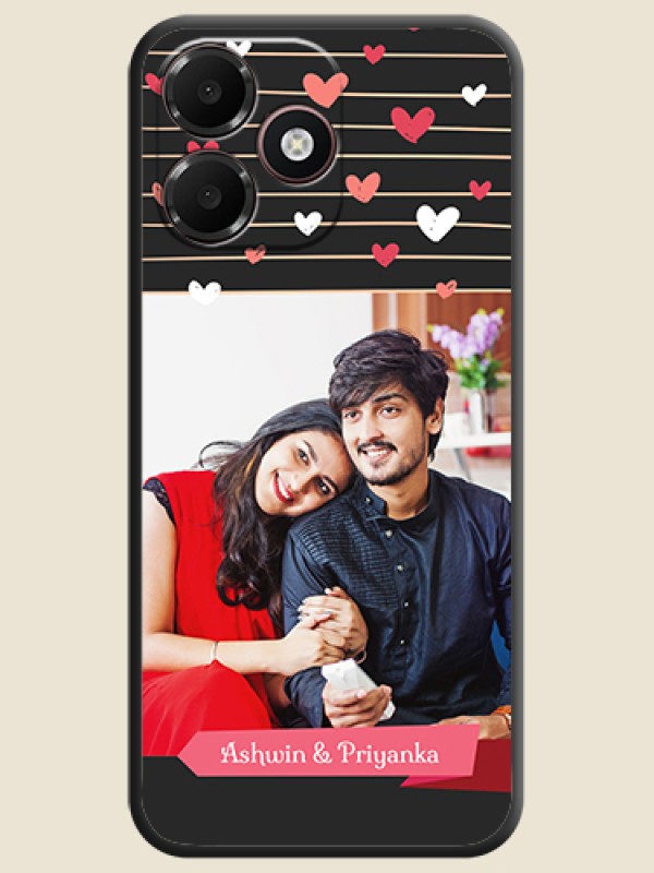 Love Pattern with Name on Pink Ribbon on Photo On Space Black Custom Soft Matte Mobile Back Cover - Realme P4s Lite 4G