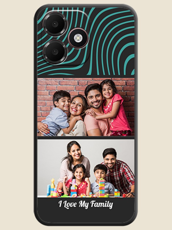 Wave Pattern with 2 Image Holder On Space Black Custom Soft Matte Mobile Back Cover - Realme P4s Lite 4G