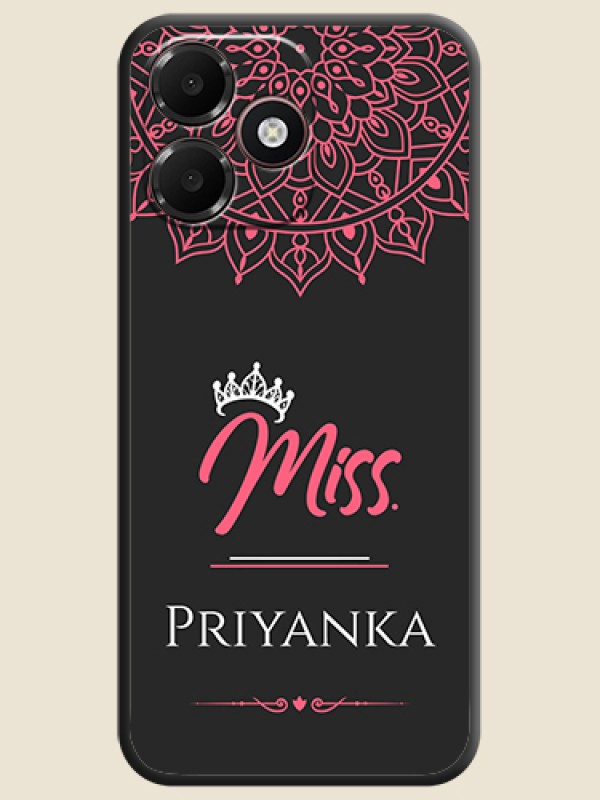 Mrs Name with Floral Design On Space Black Custom Soft Matte Mobile Back Cover - Realme P4s Lite 4G