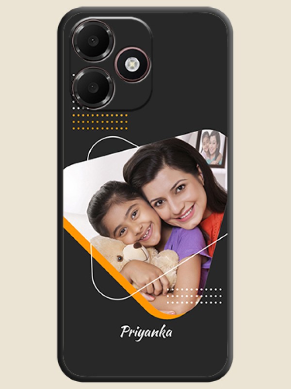 Yellow Triangle on Photo On Space Black Custom Soft Matte Mobile Back Cover - Realme P4s Lite 4G
