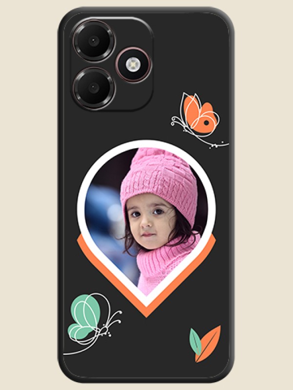 Upload Pic With Simple Butterly Design On Space Black Custom Soft Matte Mobile Back Cover - Realme P4s Lite 4G