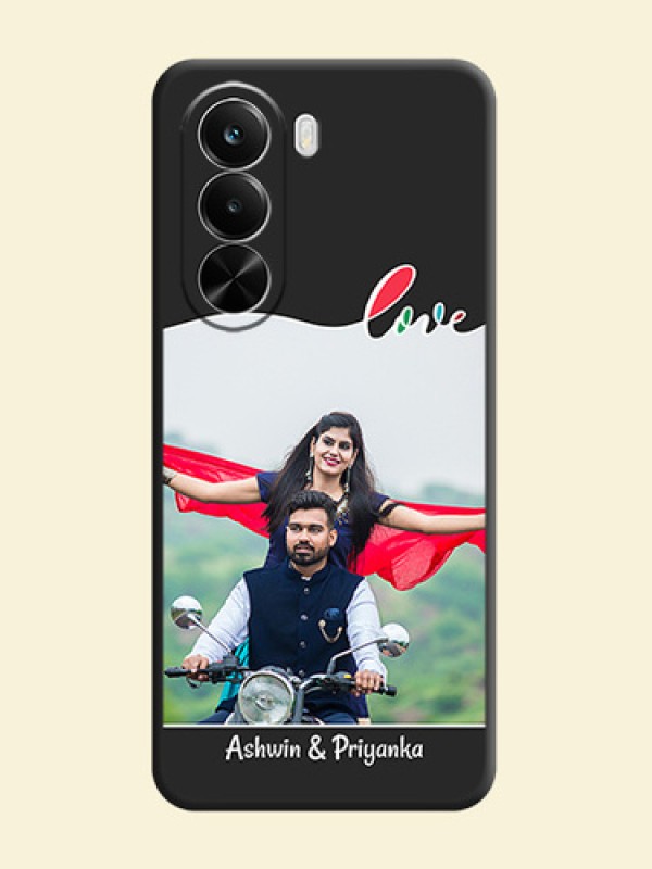 Fall in Love Pattern with Picture on Photo On Space Black Custom Soft Matte Mobile Back Cover - Realme P4X 5G