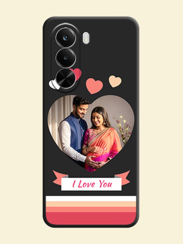 Love Shaped Photo with Colorful Stripes On Space Black Custom Soft Matte Mobile Back Cover - Realme P4X 5G