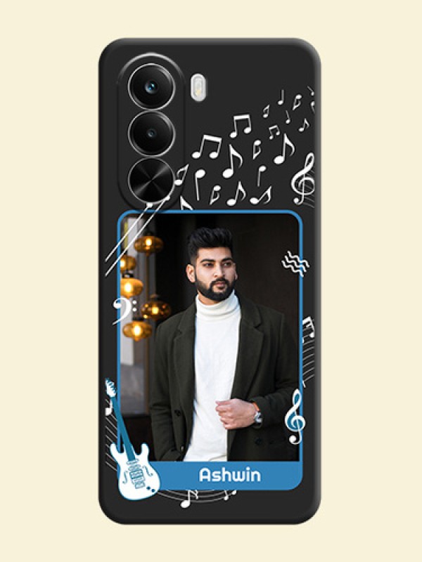 Musical Theme Design with Text on Photo On Space Black Custom Soft Matte Mobile Back Cover - Realme P4X 5G