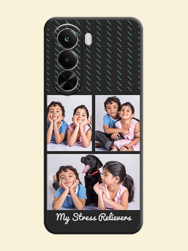Cross Dotted Pattern with 2 Image Holder On Space Black Custom Soft Matte Mobile Back Cover - Realme P4X 5G