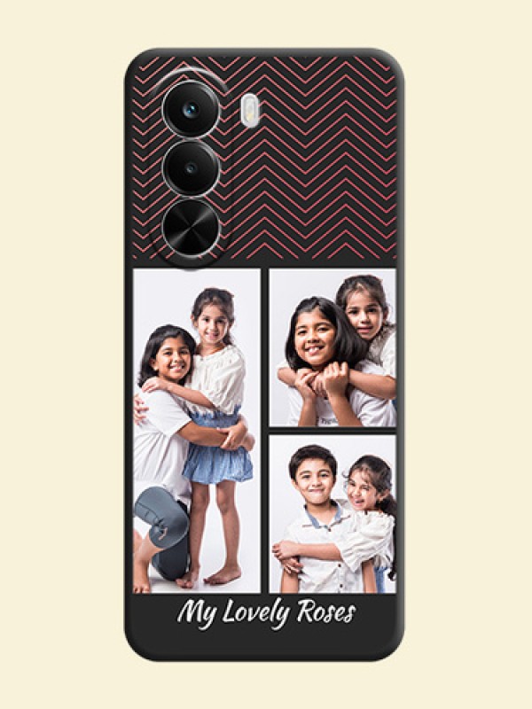 Wave Pattern with 3 Image Holder On Space Black Custom Soft Matte Mobile Back Cover - Realme P4X 5G