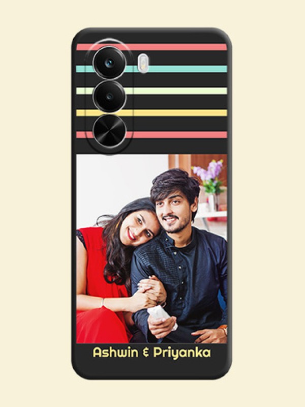 Color Stripes with Photo and Text on Photo On Space Black Custom Soft Matte Mobile Back Cover - Realme P4X 5G