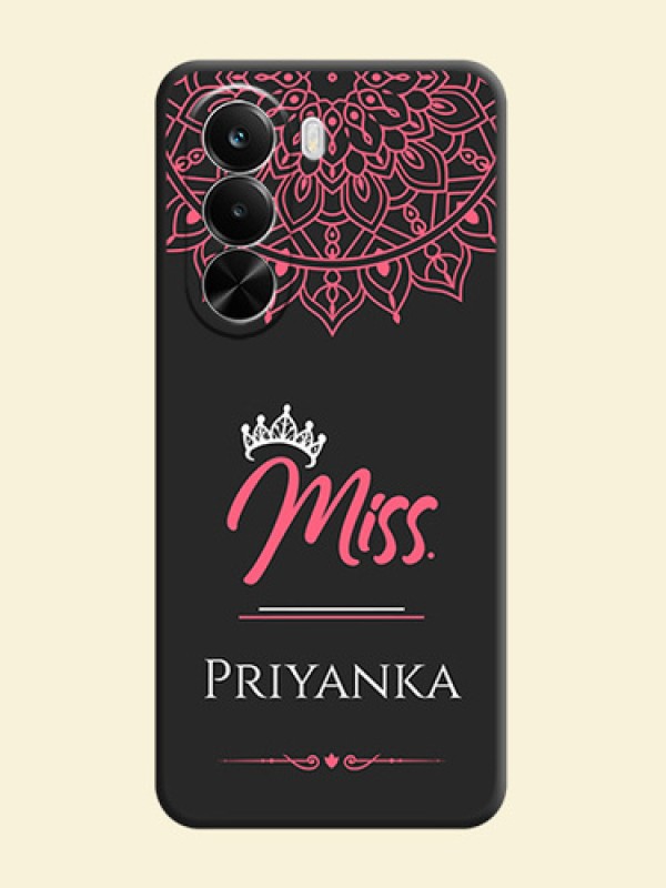 Mrs Name with Floral Design On Space Black Custom Soft Matte Mobile Back Cover - Realme P4X 5G