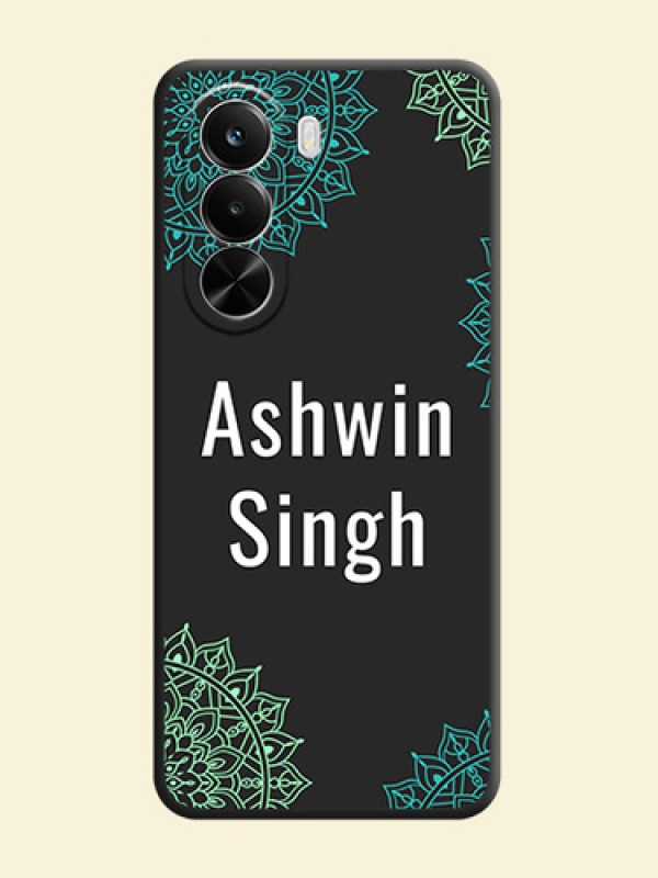 Your Name with Floral Design On Space Black Custom Soft Matte Mobile Back Cover - Realme P4X 5G