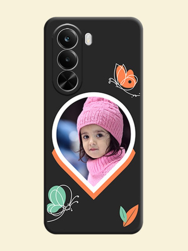 Upload Pic With Simple Butterly Design On Space Black Custom Soft Matte Mobile Back Cover - Realme P4X 5G