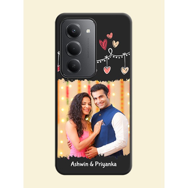 Pink Love Hangings with Name On Space Black Custom Soft Matte Mobile Back Cover - Redmi 15 5G Pink Love Hangings with Name On Space Black Custom Soft Matte Mobile Back Cover - Redmi 15 5G