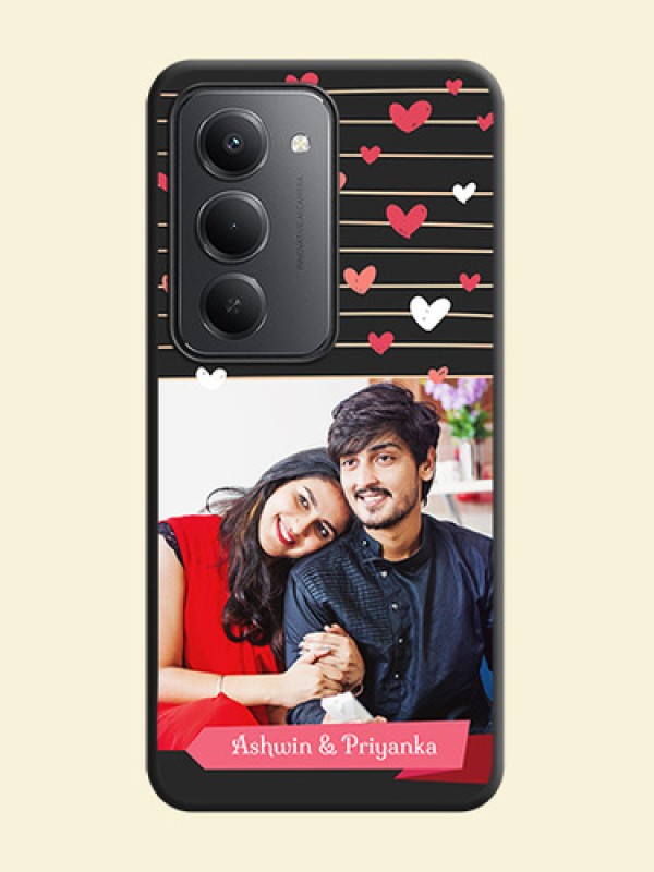 Love Pattern with Name on Pink Ribbon on Photo On Space Black Custom Soft Matte Mobile Back Cover - Redmi 15 5G