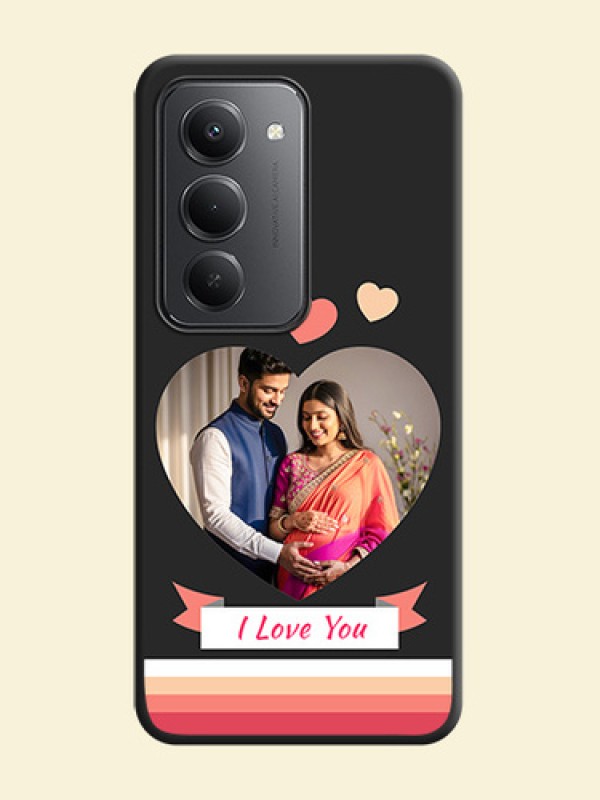 Love Shaped Photo with Colorful Stripes On Space Black Custom Soft Matte Mobile Back Cover - Redmi 15 5G