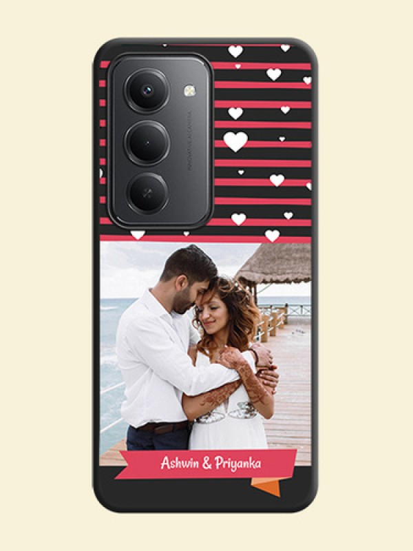 White Color Love Symbols with Pink Lines Pattern On Space Black Custom Soft Matte Mobile Back Cover - Redmi 15 5G