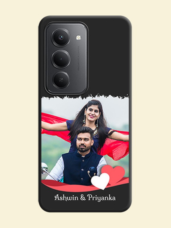 Pin Color Love Shaped Ribbon Design with Text On Space Black Custom Soft Matte Mobile Back Cover - Redmi 15 5G
