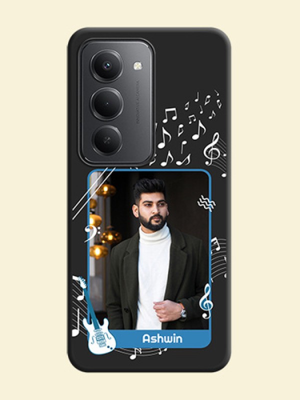 Musical Theme Design with Text on Photo On Space Black Custom Soft Matte Mobile Back Cover - Redmi 15 5G