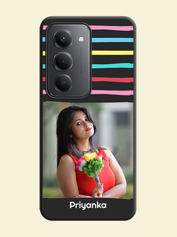 Multicolor Lines with Image On Space Black Custom Soft Matte Mobile Back Cover - Redmi 15 5G