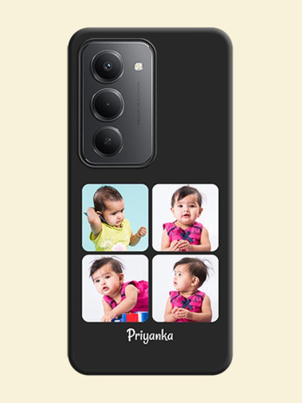 Floral Art with 6 Image Holder on Photo On Space Black Custom Soft Matte Mobile Back Cover - Redmi 15 5G