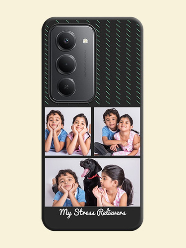Cross Dotted Pattern with 2 Image Holder On Space Black Custom Soft Matte Mobile Back Cover - Redmi 15 5G