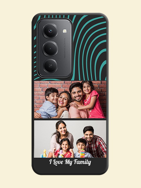 Wave Pattern with 2 Image Holder On Space Black Custom Soft Matte Mobile Back Cover - Redmi 15 5G