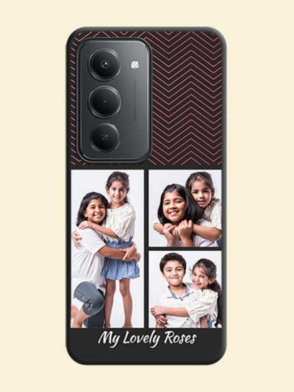 Wave Pattern with 3 Image Holder On Space Black Custom Soft Matte Mobile Back Cover - Redmi 15 5G